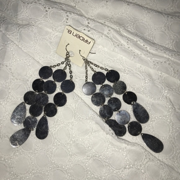 Arden B. Silver Metallic Chimey Dangly Earrings - Picture 7 of 9